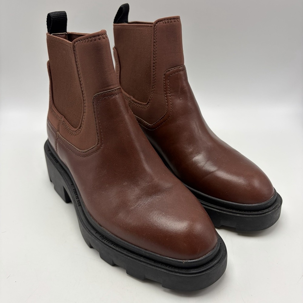 ASH Mastro Chelsea Boot Womens 6.5 Leather Slip On Platform Brown Chunky Lug